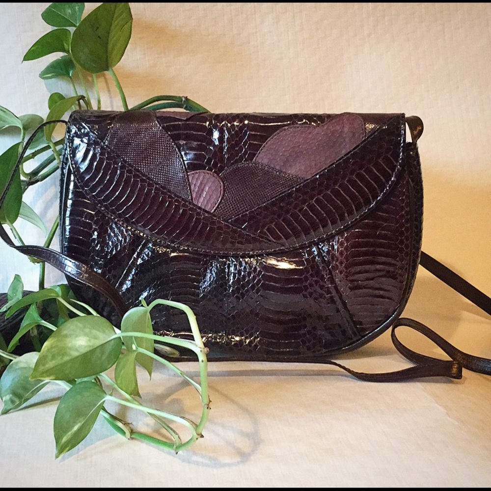 Vtg J.Renee Foldover Snakeskin Purse/Clutch